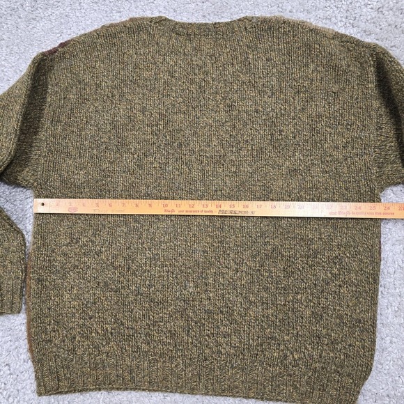 American Eagle Mens L Wool Argyle Sweater Green Brown V Neck Hand Knit Vintage - Picture 8 of 11